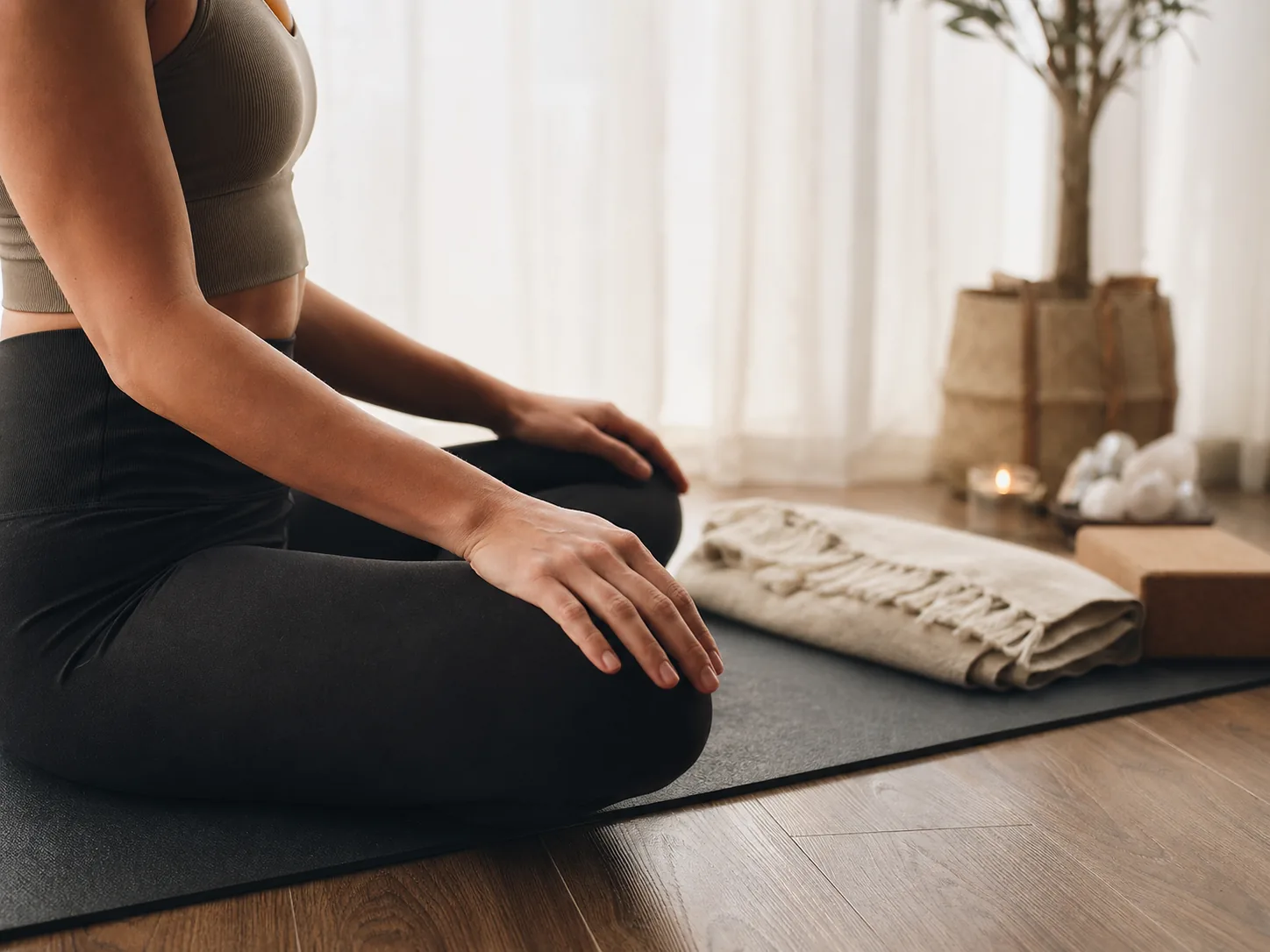 Respiración consciente en práctica de yoga